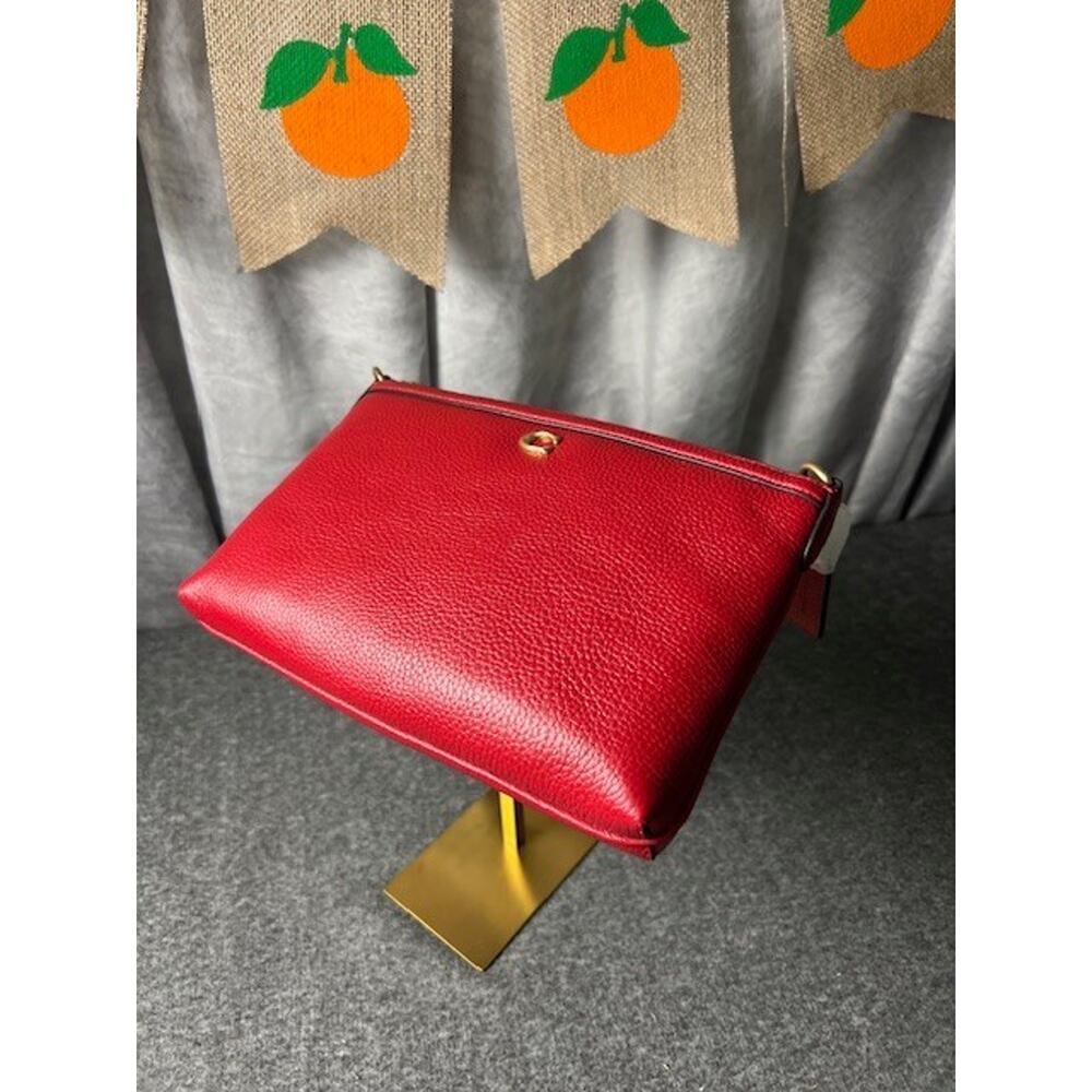 COACH Legacy Crossbody Zip Top Bag Ruby Red Pebbled Leather CW571 - Picture 2 of 6